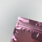 حقيبة بلاستيكية صغيرة الحجم من الذهب الوردي بسحاب زيبلوك مطبوعة بشعار مطبوع بثلاثة جوانب سستة من الجانب للمجوهرات مع نافذة
