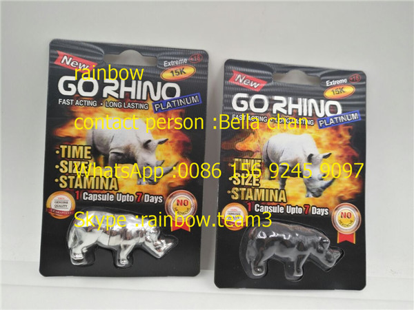 الكركدن الملك الولايات المتحدة الأمريكية الجنس حبوب منع الحمل التعبئة والتغليف / Go Rhino Pill Case / Rhino 7 Plastic 3D Card