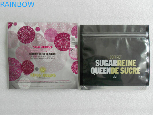 PET / AL / PE ، OPP / AL / PE حقائب تغليف مستحضرات التجميل مع الشق المسيل للدموع ، الرمز البريدي قفل