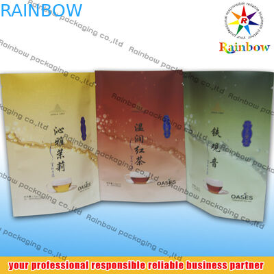 أسفل أكياس الشاي مجمعة التعبئة والتغليف المطبوعة مع الشعار للحصول على أوراق الشاي فضفاض