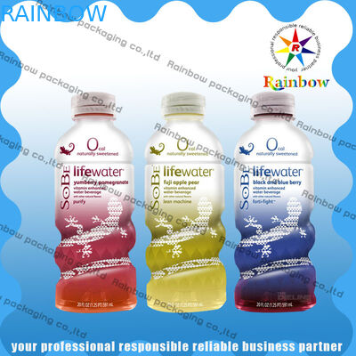 شرب زجاجة تقليص التفاف الأكمام طباعة مخصصة الحرارة الحساسة ماء