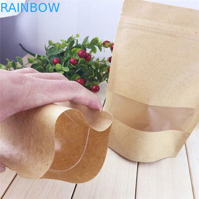 نافذة واضحة أكياس الورق المخصص ، أكياس الورق زيبر براون