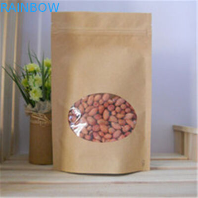 نافذة واضحة أكياس الورق المخصص ، أكياس الورق زيبر براون