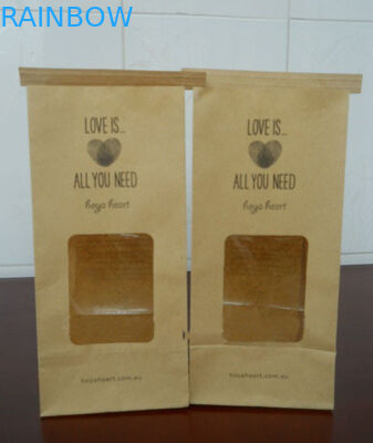 براون واضح النافذة المخصصة أكياس الورق تين التعادل لتغليف المواد الغذائية