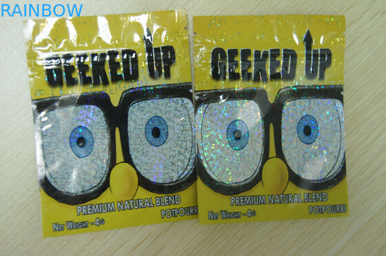 زيبلوك تغليف البخور العشبية 4G ليزر فيلم البلاستيك Geeked up Yellow