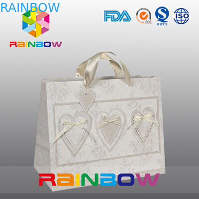 فريد تصميم أبيض / أحمر مخصص مطبوعة أكياس الورق مع مقبض