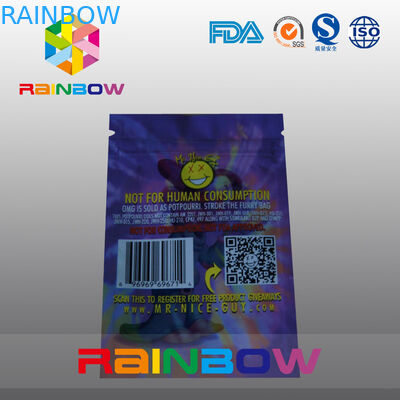 5G OMG Three Side Seal حقيبة البخور العشبية التغليف مع سحاب