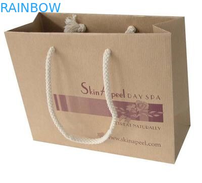 براون ورق الكرافت كيس الطباعة حسب الطلب مع الرباط لبيع الهدايا / التسوق