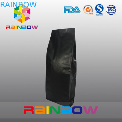 أسود مخصص مطبوعة أكياس مجمعة أسفل، البلاستيك القهوة الحقيبة مع زيبر / صمام