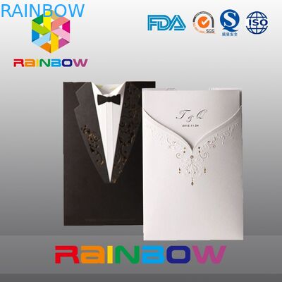 أكياس الورق الفاخرة المخصصة للحصول على بطاقة دعوة الزفاف مع طباعة حية