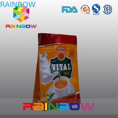 مخصص مطبوعة أكياس مسطحة القاع من البلاستيك ، كتلة رباعية ختم كيس أسفل مع نافذة واضحة