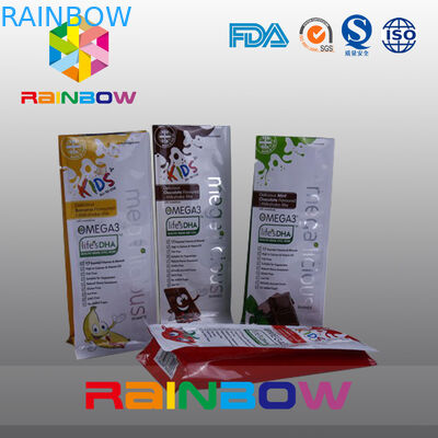 مخصص مطبوعة أكياس مسطحة القاع من البلاستيك ، كتلة رباعية ختم كيس أسفل مع نافذة واضحة