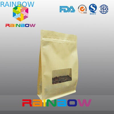 مسطحة القاع أكياس مجمعة، رباعية ختم كتلة حقيبة أسفل مع مسح النافذة للبن