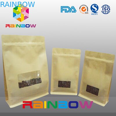 مسطحة القاع أكياس مجمعة، رباعية ختم كتلة حقيبة أسفل مع مسح النافذة للبن