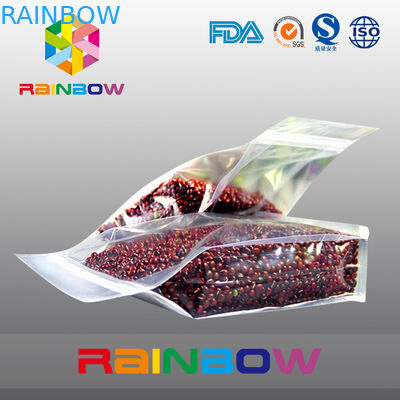 البلاستيك الشفاف القاع الفاصوليا زيبلوك المجمعة / أكياس تغليف المواد الغذائية