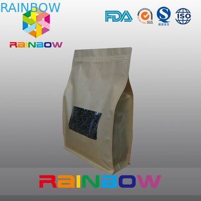 كرافت ورقة 8 الجانب ختم الحقيبة القهوة ، أسفل أكياس مجمعة التعبئة والتغليف الفول القهوة المحمصة