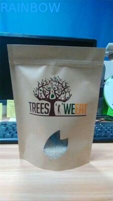 أكياس شعار المطبوعة قبضة الختم / كيس ورق كرافت للخبز مزيج مع نافذة و Ziplock