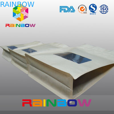 كتلة القاع كرافت ورقة القهوة الفول التعبئة والتغليف الحقيبة مع سحاب وواضحة Winow