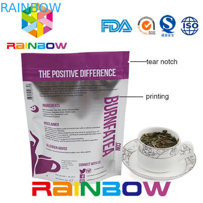 Reclosable الأكبر البلاستيكية الحقائب التعبئة والتغليف لصندوق الشاي مع سستة وقاع مجمعة