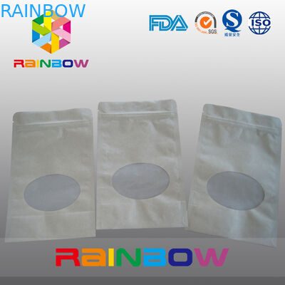 كيس براون كرافت ورقة الوقوف في حقيبة التعبئة والتغليف مع زيبر ، كيس زيبلوك للحلوى / الأطعمة