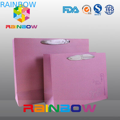 أكياس الورق حسب الطلب مربع أسفل مع الرباط لبيع الهدايا / الملابس / التسوق