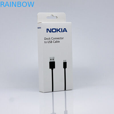 شنق ورقة مربع التعبئة والتغليف لتغليف كابل USB مع شعار مخصص المطبوعة