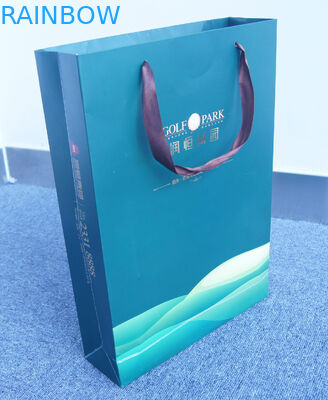 مسطحة القاع مطبوعة مخصصة كرافت ورقة أكياس التسوق مع الرباط