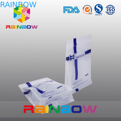 مخصص الحجم الأبيض Qual ختم مسطحة القاع مجمعة الحقيبة مع الشريحة Ziplock لتغليف المواد الغذائية