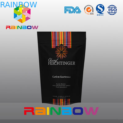 الأسود يقف البلاستيك الألومنيوم احباط حبوب البن أو حقيبة الأرض مع صمام وسحاب