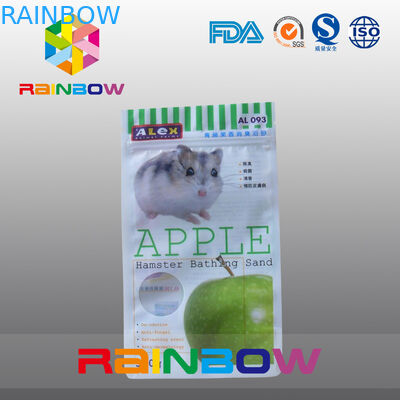 ثلاثة - الجانب ختم زيبلوك الحقيبة مع نافذة مستديرة للتعبئة الهامستر الاستحمام رمل / أغذية الحيوانات الأليفة