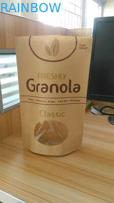 مخصص مطبوعة حقيبة كرافت ورقة كرافت ، تغليف كيس وجبة خفيفة مع نافذة