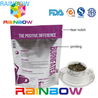 Side Gusseted Doy حزمة كرافت ورقة الشاي كيس التغليف الألومنيوم احباط البلاستيك زيبلوك الحقيبة