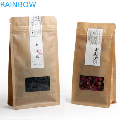 رطوبة إثبات مسطحة القاع مغلفة أكياس الشاي التعبئة والتغليف مع سستة ونوافذ