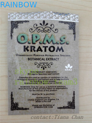 العشبية البخور تغليف زيبلوك الذهب 3ct الألومنيوم احباط opms kratom مسحوق
