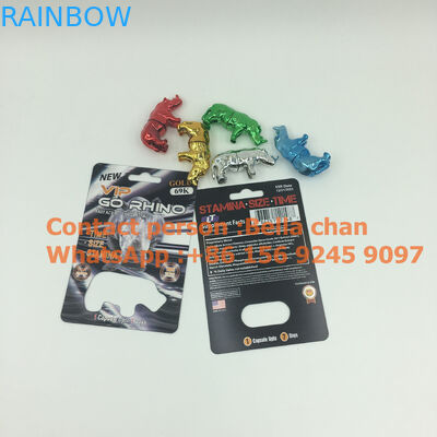 تسلق الفضة / الذهب حبوب منع الحمل الجنس الكركدن لعب لتغذية الجرف الكركدن ، والزجاجات شكل الكركدن المعادن