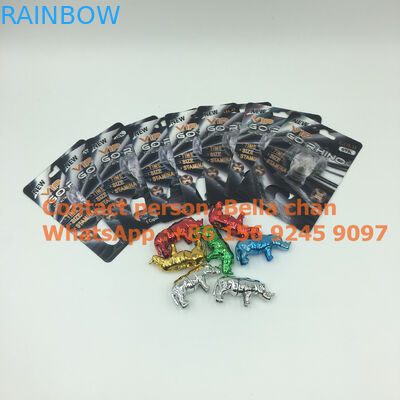 تسلق الفضة / الذهب حبوب منع الحمل الجنس الكركدن لعب لتغذية الجرف الكركدن ، والزجاجات شكل الكركدن المعادن