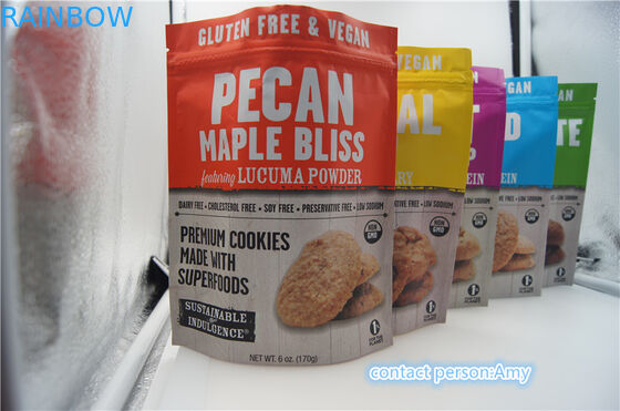 2017 تصاميم جديدة الشوكولاته كيس البسكويت التعبئة والتغليف / الحقيبة الجبن 10oz مع سستة