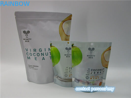 PET + AL + PE جوز الهند متشنج سناك حقيبة التعبئة والتغليف ماتي النهاية / المصقول