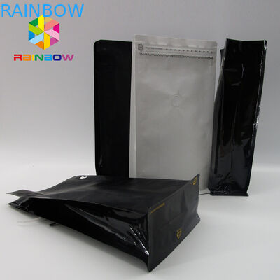 مات قهوة سوداء حقيبة مع صمام الجملة كتلة أسفل كيس قهوة / حقيبة سفلية مسطحة للحصول على 12oz 250g حبة البن