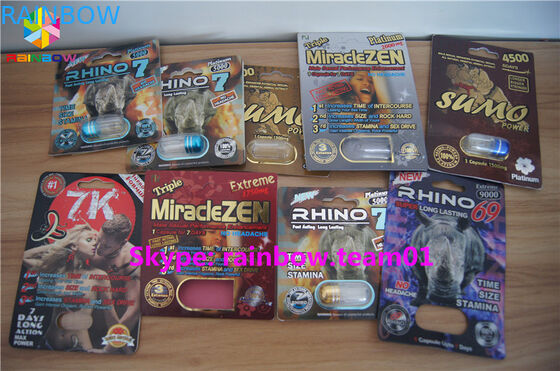 تغليف ورقة مربع SGS واضح زجاجة بلاستيكية حبوب منع الحمل الجنس ، وقدمت خدمة مخصصة