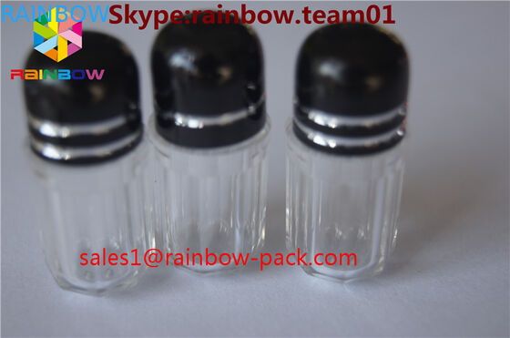 زجاجات حبوب منع الحمل البلاستيكية للبيع كبسولات حاويات ديك على شكل زجاجة كبسولات زرقاء الشكل سداسية ومثمسة الشكل