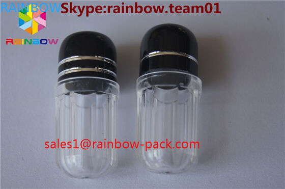 زجاجات حبوب منع الحمل البلاستيكية للبيع كبسولات حاويات ديك على شكل زجاجة كبسولات زرقاء الشكل سداسية ومثمسة الشكل