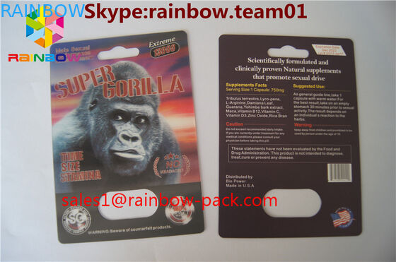 حار بيع 3D بطاقة الطباعة الأسود مامبا 3D تأثير الجنس حبوب منع الحمل التعبئة والتغليف بطاقة بطاقة 3D / 3D بطاقة الطباعة ورقة الكركدن نفطة كاليفورنيا