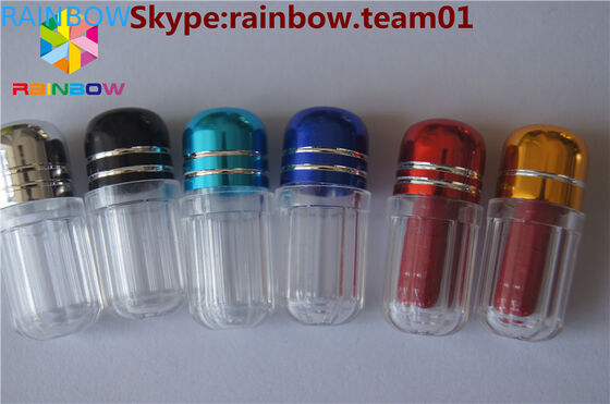 حاوية بلاستيكية كبسولة حبوب منع الحمل الجنس مع غطاء معدني بالجملة حبوب منع الحمل زجاجة كبسولة شكل حاوية