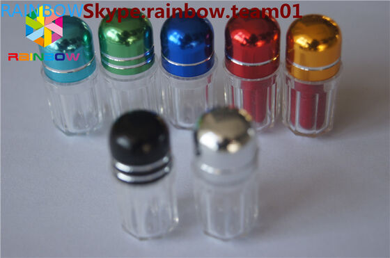 زجاجة حبوب منع الحمل مع غطاء حلقة/ حاوية على شكل كبسولة حاوية تخزين كبسولة حاوية بلاستيكية مستطيلة واضحة مع غطاء أزرق