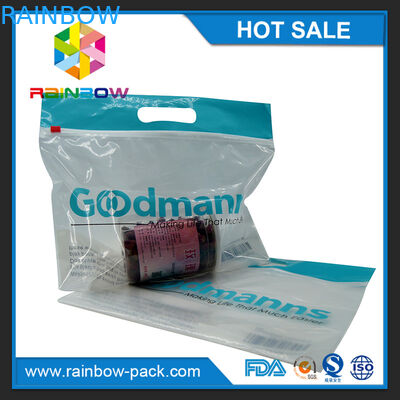 مخصص تغليف المواد الغذائية القابلة لإعادة الاستخدام البلاستيك أكياس الرمز البريدي قفل المنزلق حقيبة زيبلوك مع شعار الوقوف حقيبة واضحة الجبهة