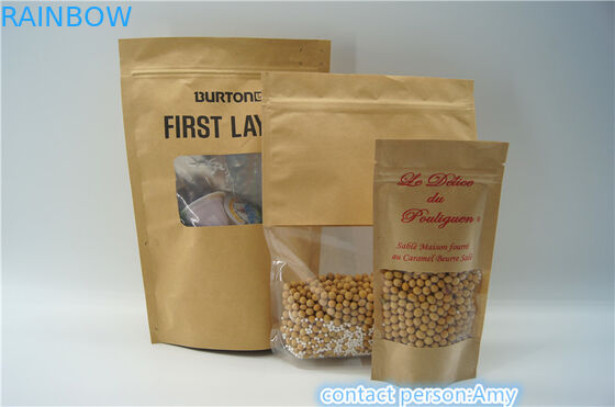 كرافت ورقة أغلقت Ziplock الوقوف الحقائب / الحقائب تغليف المواد الغذائية