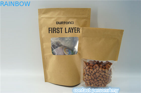 كرافت ورقة أغلقت Ziplock الوقوف الحقائب / الحقائب تغليف المواد الغذائية