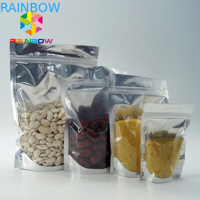 PET / PE الألومنيوم احباط الحقيبة التعبئة والتغليف واضح لامع احباط الوقوف Ziplock حقيبة