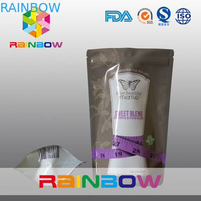 الغذاء الصف القابل لإعادة الاستخدام 150g زيبر الوقوف الحقائب لمسحوق الطاقة